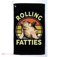 Rolling Fatties Funny Tabby Cat Breed Mom Dad Kitten Retro Golf Towel thumb 0