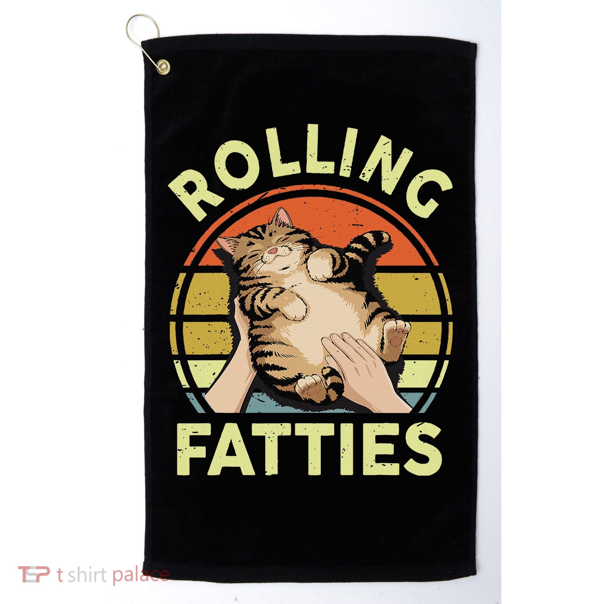 Rolling Fatties Funny Tabby Cat Breed Mom Dad Kitten Retro Golf Towel