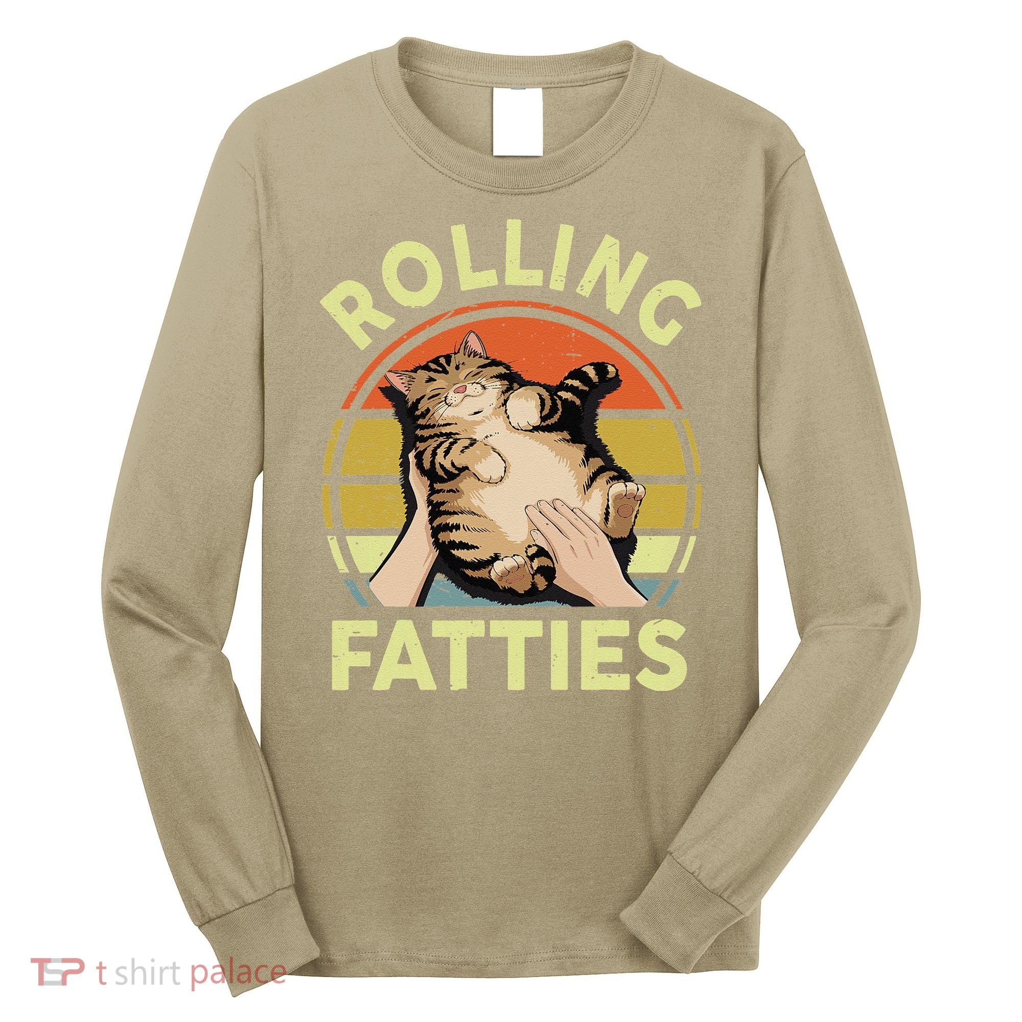 Rolling Fatties Funny Tabby Cat Breed Mom Dad Kitten Retro Long Sleeve Shirt