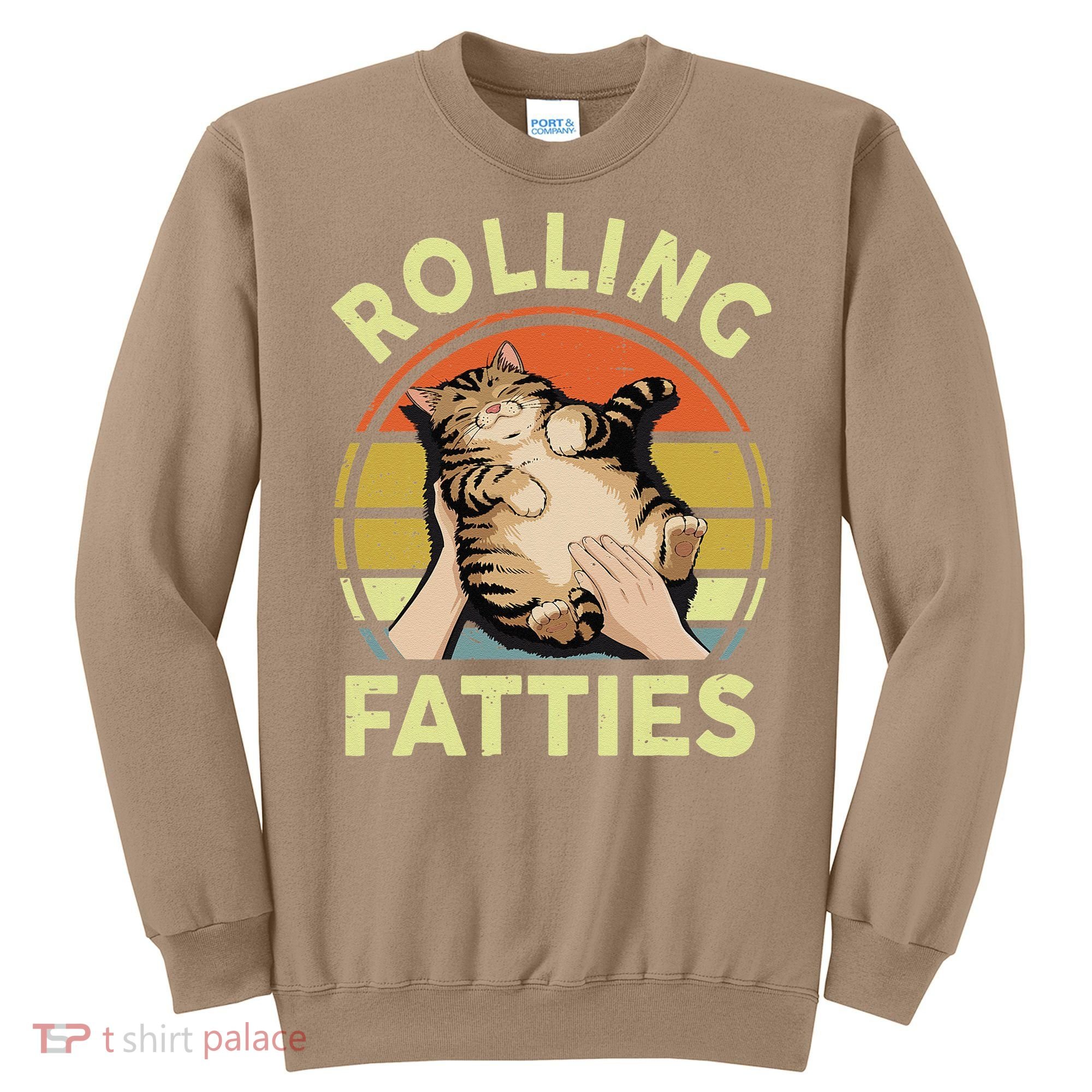 Rolling Fatties Funny Tabby Cat Breed Mom Dad Kitten Retro Sweatshirt