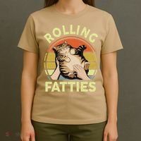 Rolling Fatties Funny Tabby Cat Breed Mom Dad Kitten Retro T-Shirt thumb 4