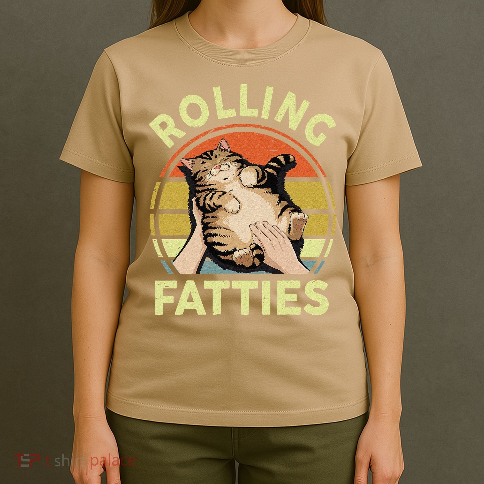 Rolling Fatties Funny Tabby Cat Breed Mom Dad Kitten Retro T-Shirt