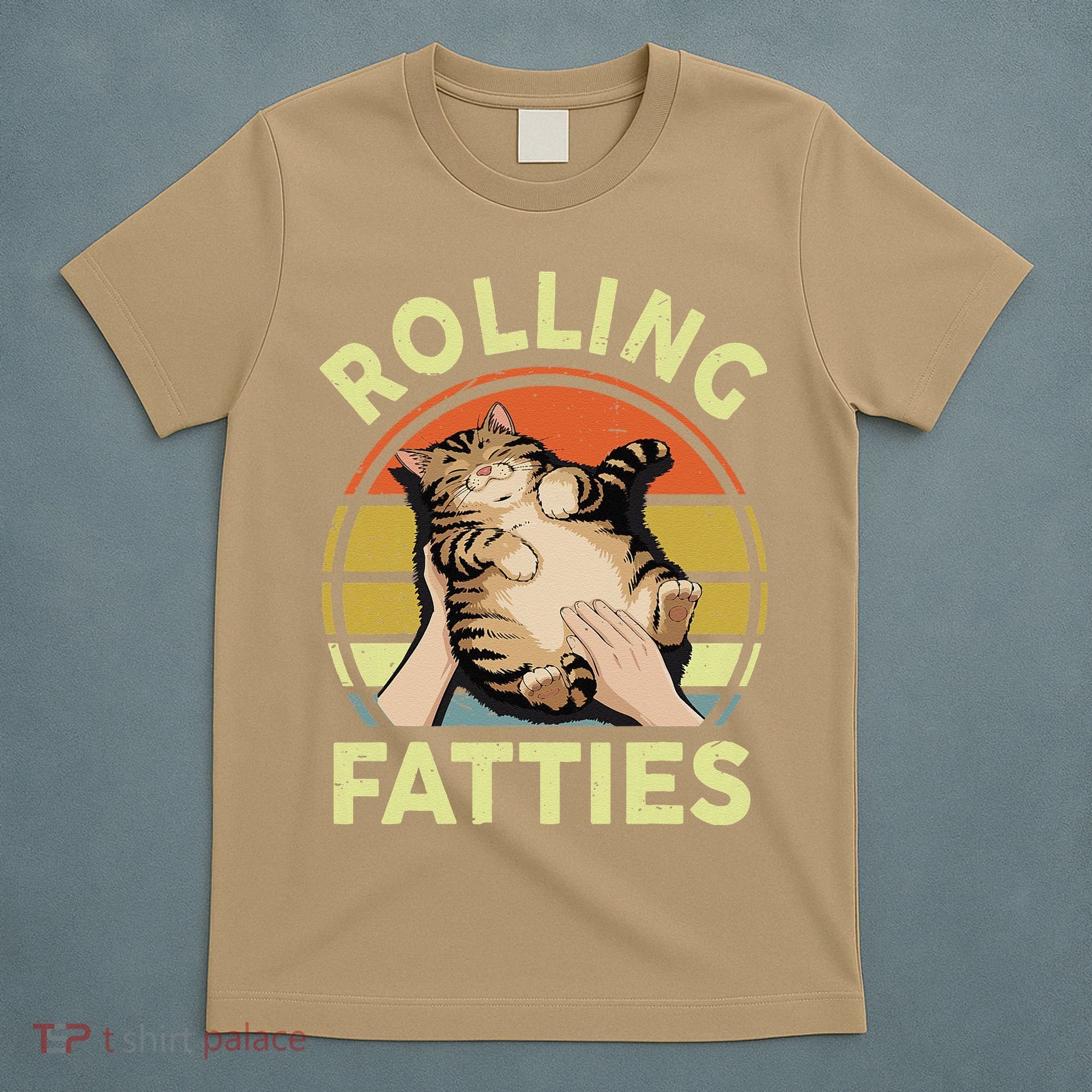 Rolling Fatties Funny Tabby Cat Breed Mom Dad Kitten Retro T-Shirt