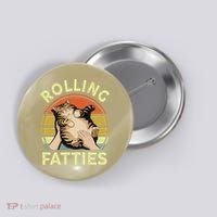 Rolling Fatties Funny Tabby Cat Breed Mom Dad Kitten Retro Button thumb 0