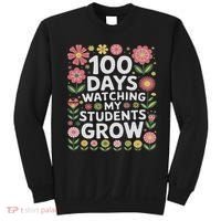 Retro Flowers For 100 Days Of School Teacher Appreciation  Sweatshirt thumb 0