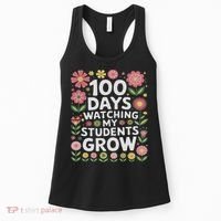 Retro Flowers For 100 Days Of School Teacher Appreciation  Women's Tank Top thumb 0