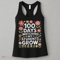 Retro Flowers For 100 Days Of School Teacher Appreciation  Women's Tank Top thumb 3