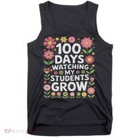 Retro Flowers For 100 Days Of School Teacher Appreciation  Tank Top thumb 0