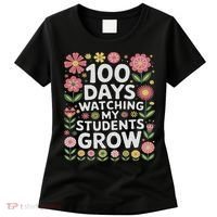 Retro Flowers For 100 Days Of School Teacher Appreciation  Women's T-Shirt thumb 0