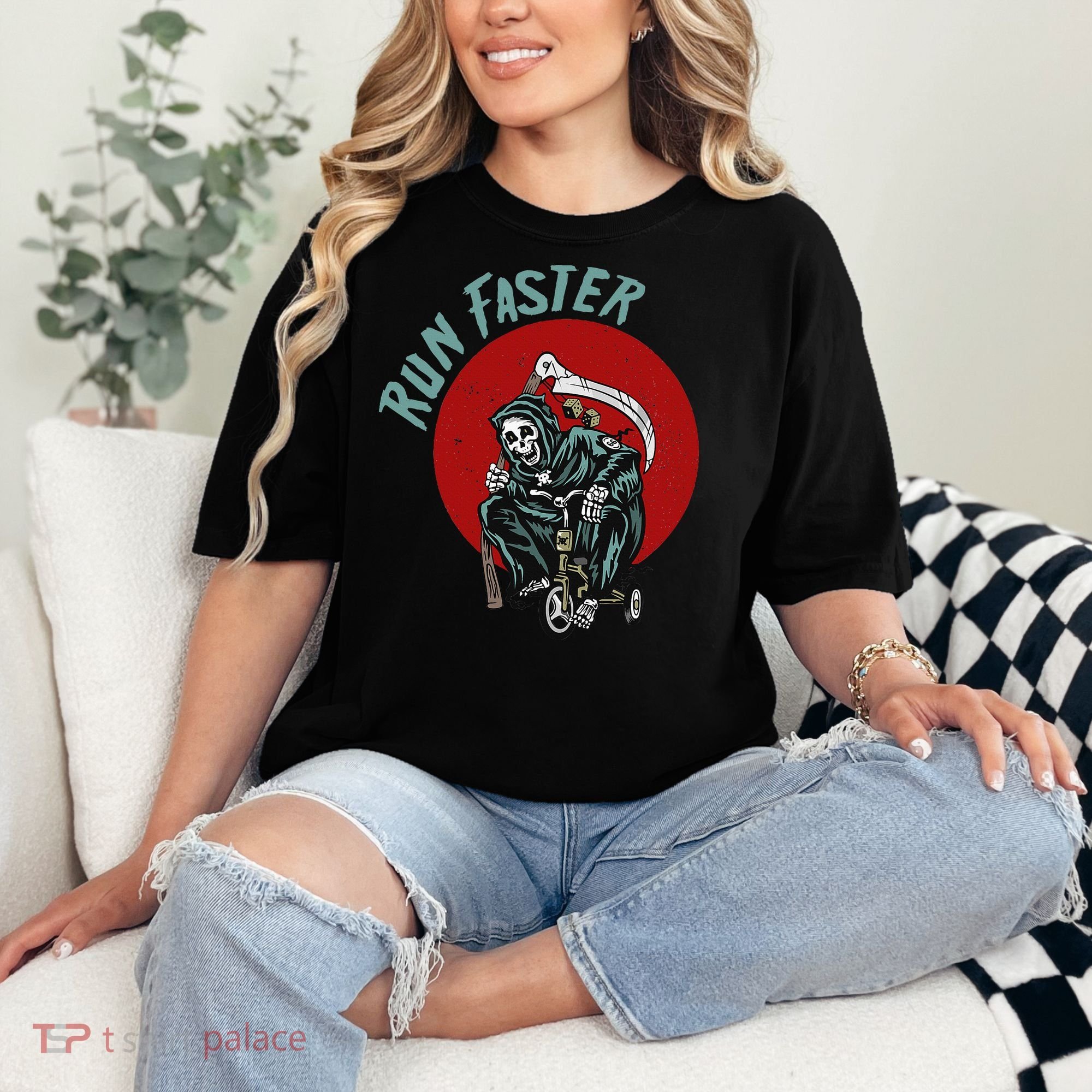 Run Faster Grim Reaper Last Responder Funny Dark Humor Gift Comfort Colors T-Shirt
