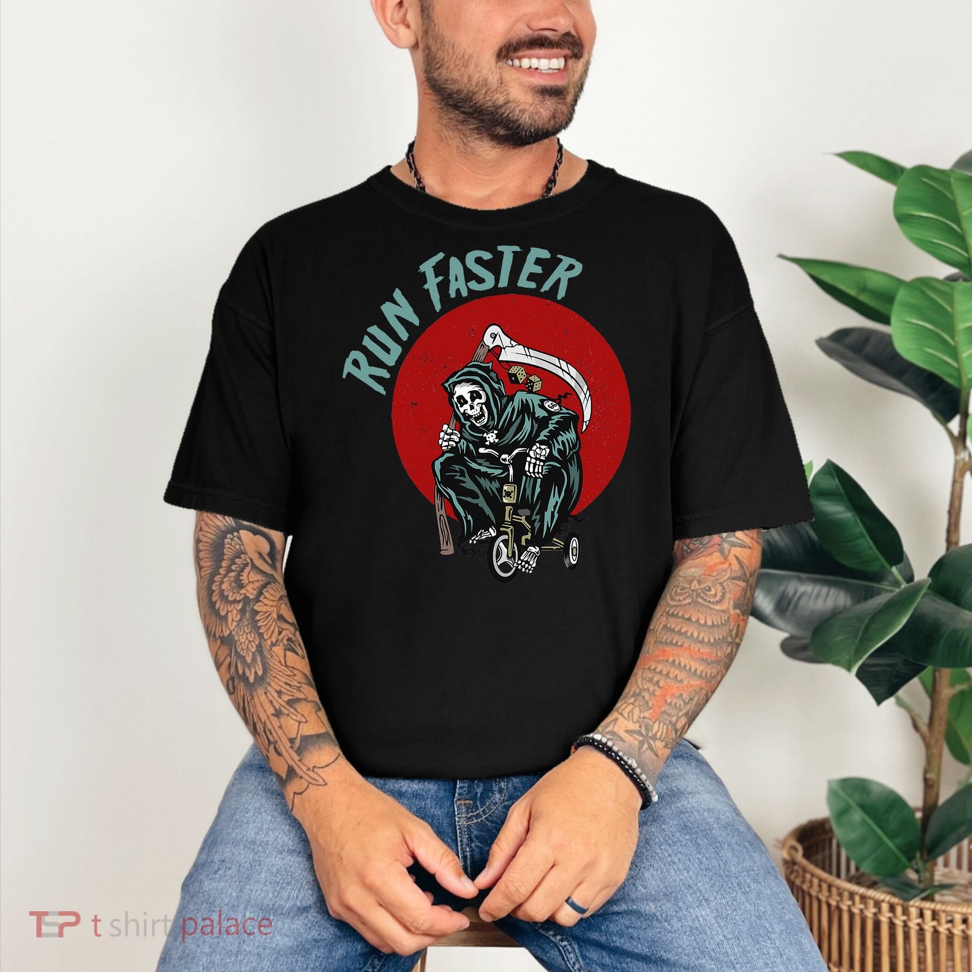 Run Faster Grim Reaper Last Responder Funny Dark Humor Gift Comfort Colors T-Shirt