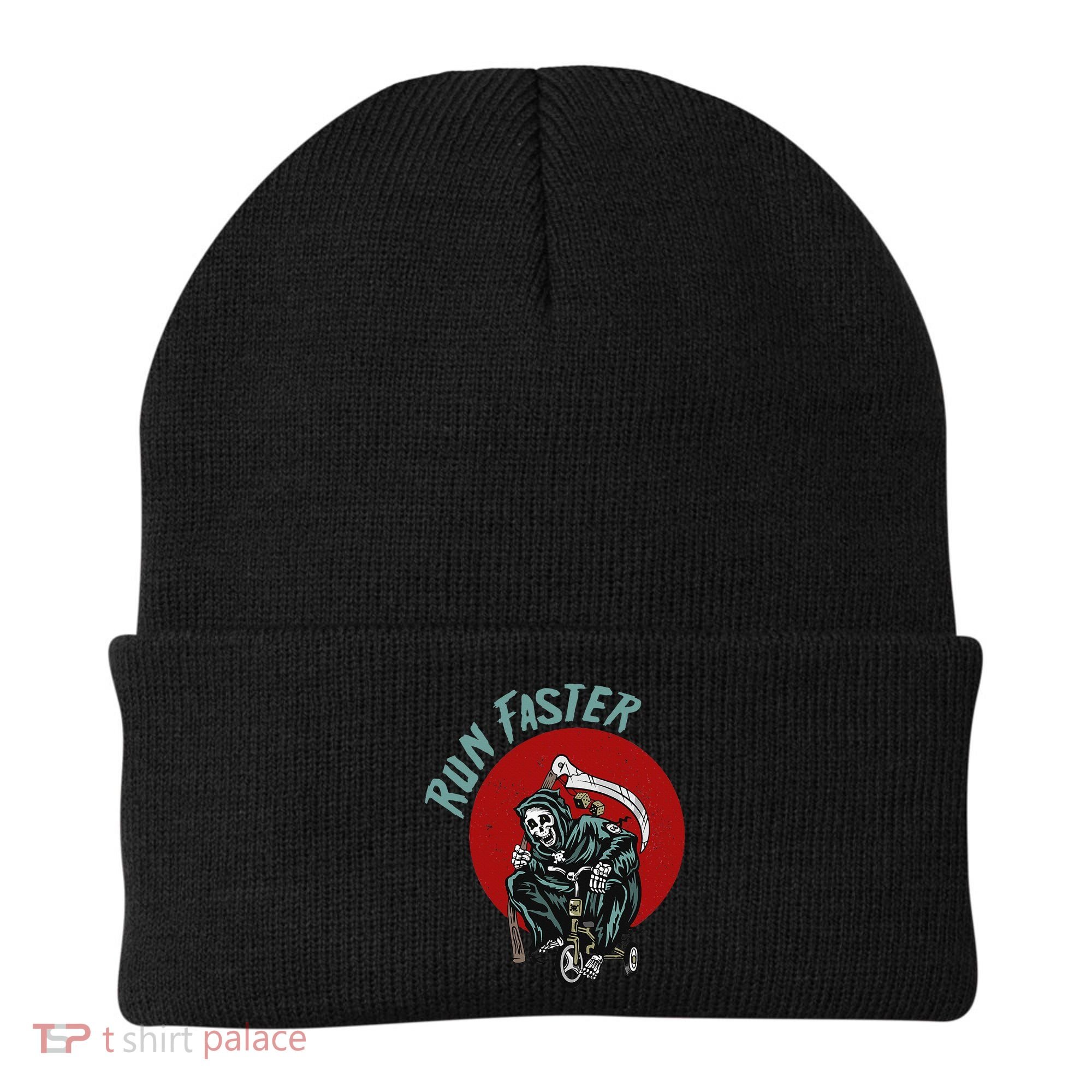 Run Faster Grim Reaper Last Responder Funny Dark Humor Gift Beanie