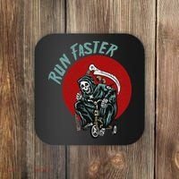 Run Faster Grim Reaper Last Responder Funny Dark Humor Gift Coaster thumb 0