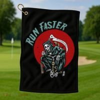 Run Faster Grim Reaper Last Responder Funny Dark Humor Gift Golf Towel thumb 1