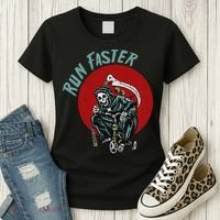 Run Faster Grim Reaper Last Responder Funny Dark Humor Gift Women's T-Shirt thumb 3