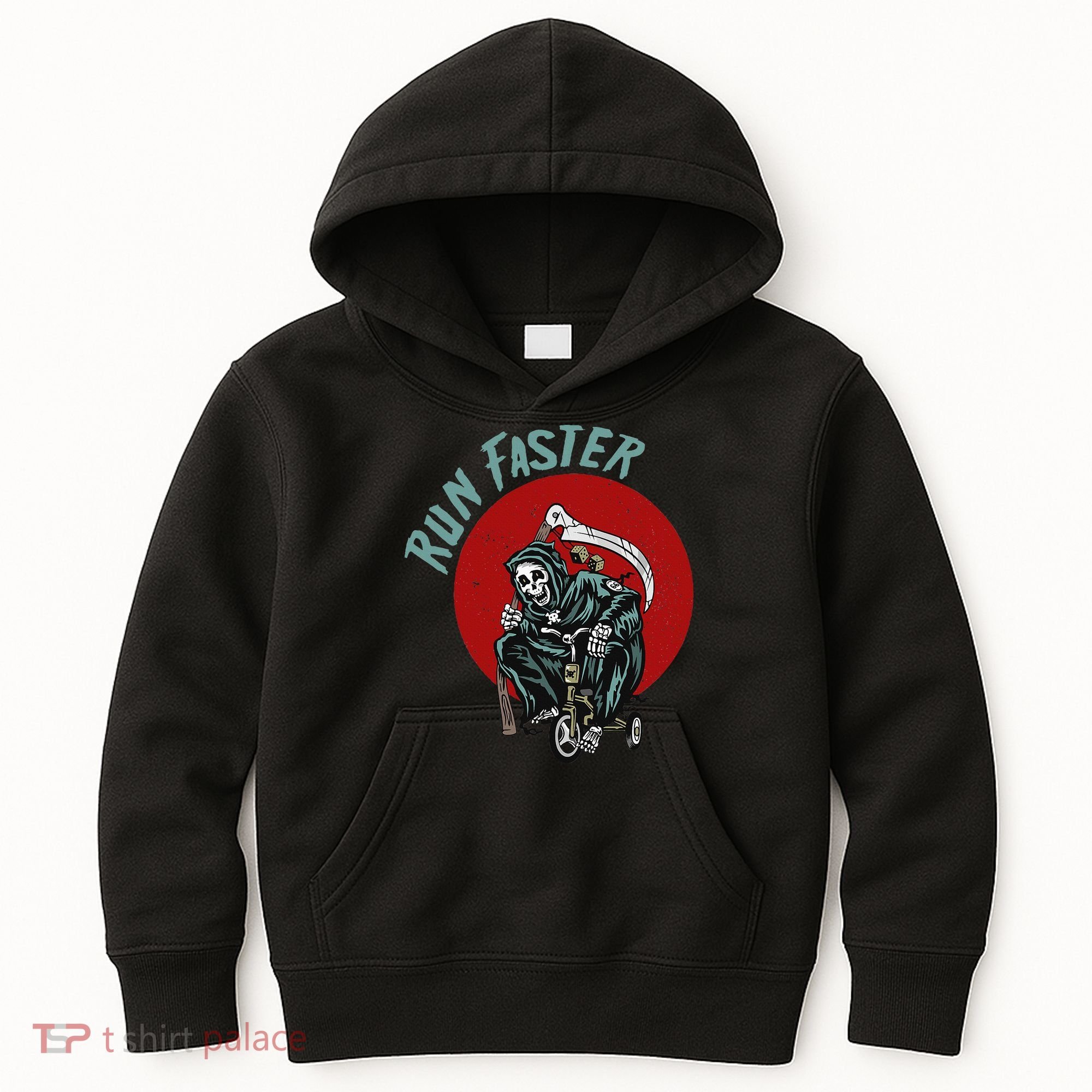 Run Faster Grim Reaper Last Responder Funny Dark Humor Gift Kids Hoodie