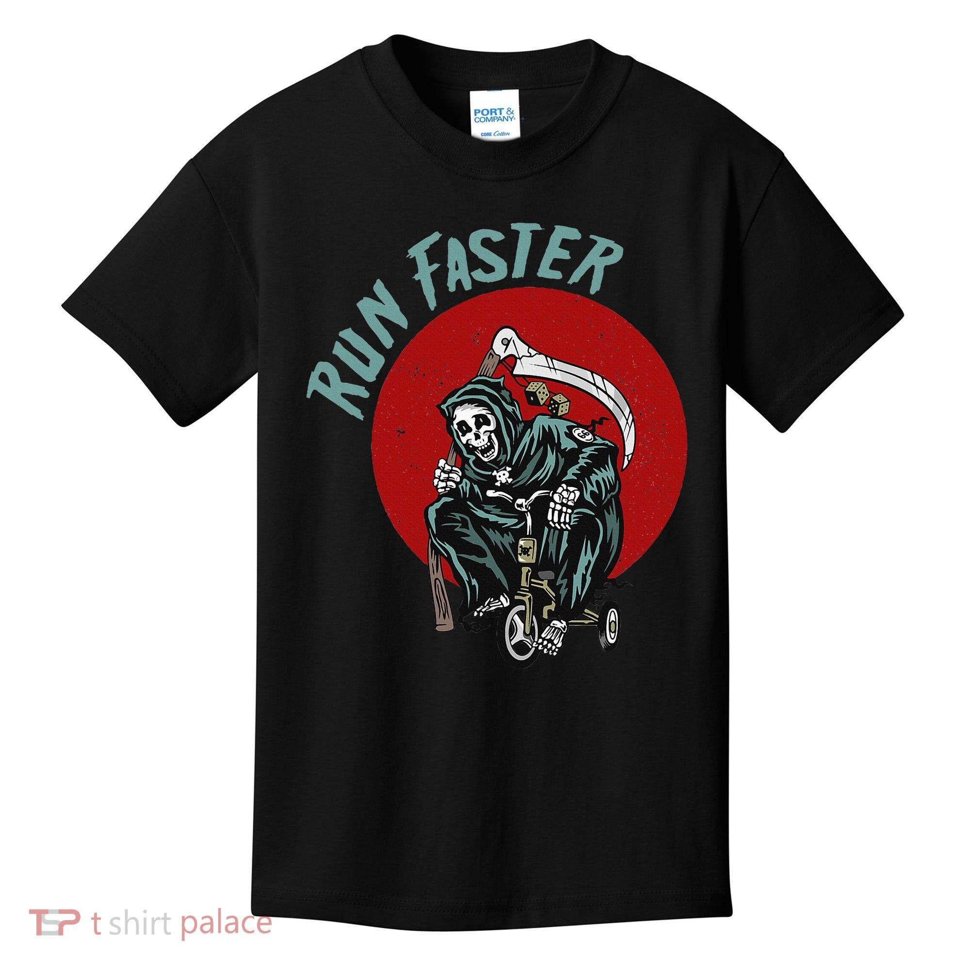 Run Faster Grim Reaper Last Responder Funny Dark Humor Gift Kids T-Shirt