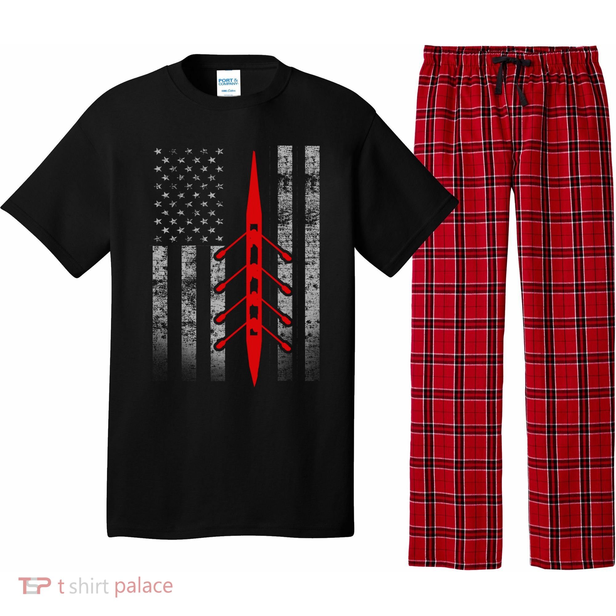 Rowing Flag Gift Rowing Boat Flag Hooded Meaningful Gift Pajama Set
