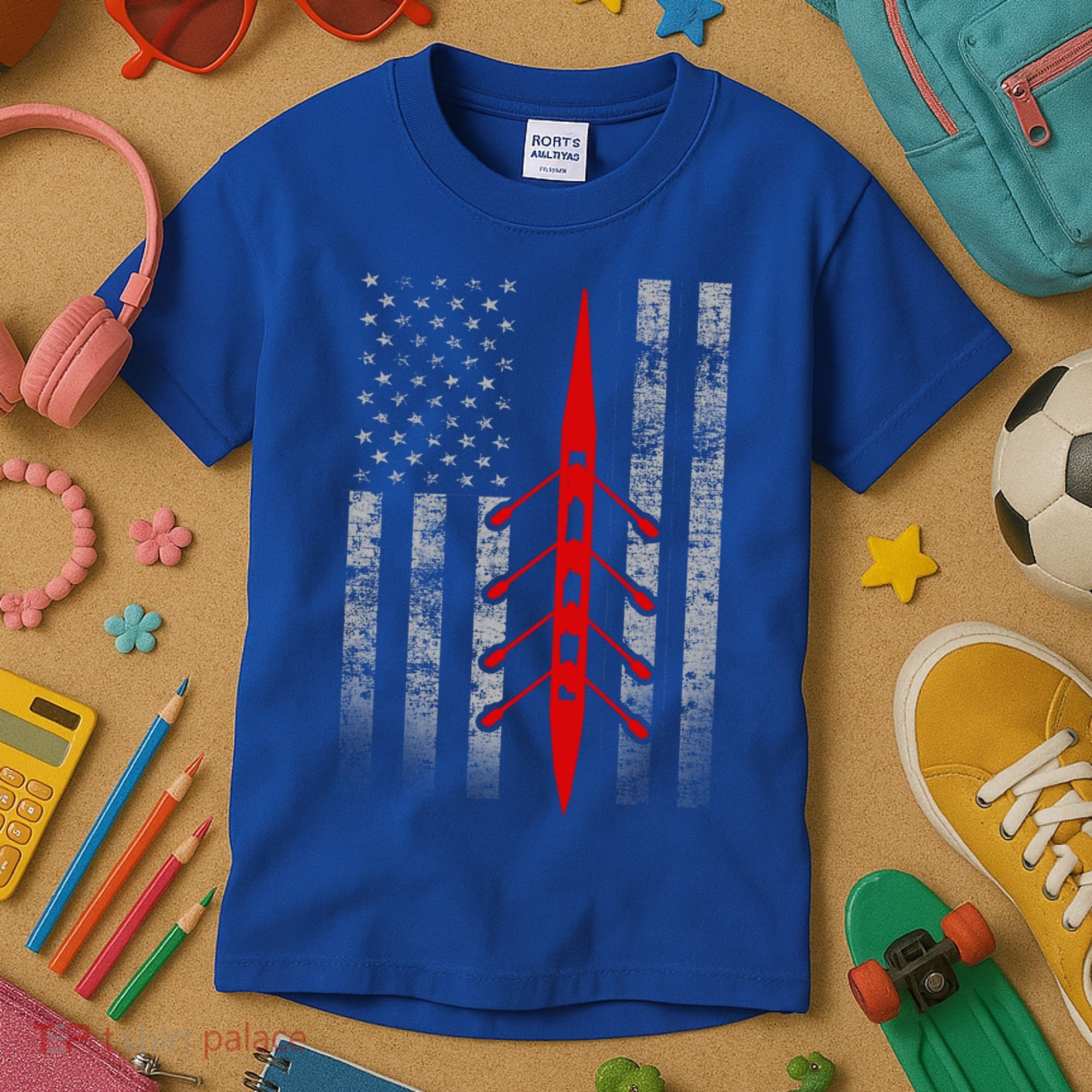 Rowing Flag Gift Rowing Boat Flag Hooded Meaningful Gift Kids T-Shirt