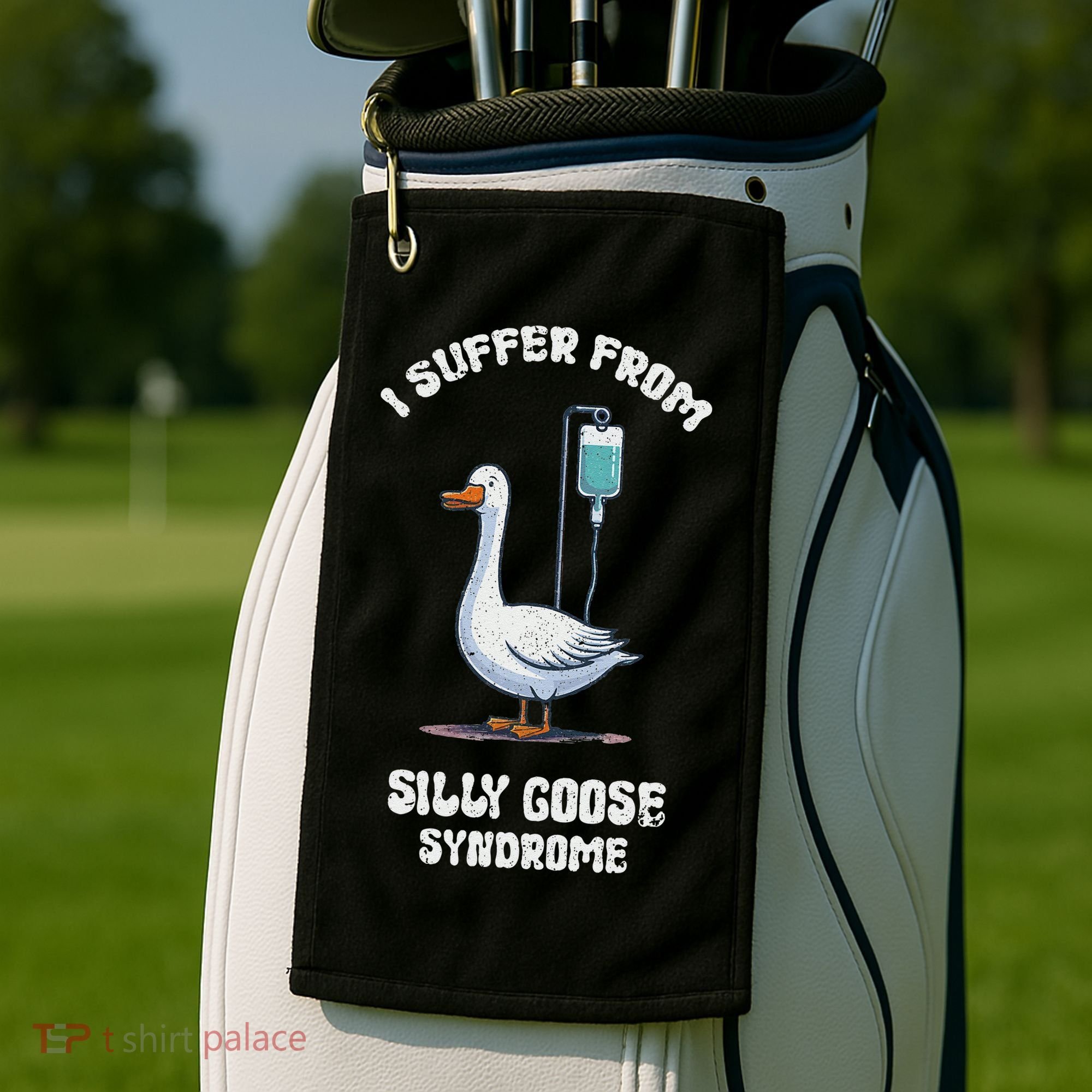 Retro Funny Goose Meme I Suffer From Silly Goose Syndrome Golf Towel