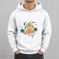 Retro Floral Ghost Halloween Spooky Season Halloween Party Hoodie thumb 0