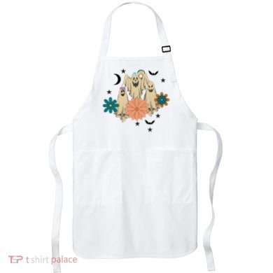 Retro Floral Ghost Halloween Spooky Season Halloween Party Apron