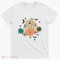 Retro Floral Ghost Halloween Spooky Season Halloween Party T-Shirt thumb 0
