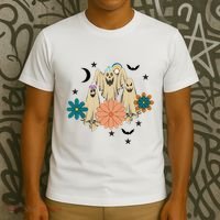 Retro Floral Ghost Halloween Spooky Season Halloween Party T-Shirt thumb 3