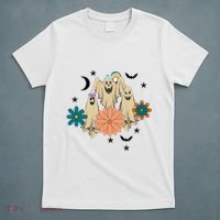 Retro Floral Ghost Halloween Spooky Season Halloween Party T-Shirt thumb 5