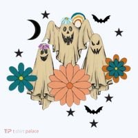 Retro Floral Ghost Halloween Spooky Season Halloween Party Pajama Set thumb 2