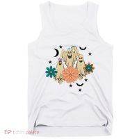 Retro Floral Ghost Halloween Spooky Season Halloween Party Tank Top thumb 0