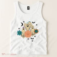 Retro Floral Ghost Halloween Spooky Season Halloween Party Tank Top thumb 2