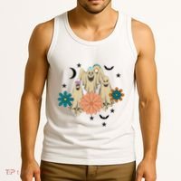 Retro Floral Ghost Halloween Spooky Season Halloween Party Tank Top thumb 3