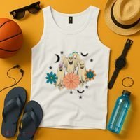 Retro Floral Ghost Halloween Spooky Season Halloween Party Tank Top thumb 4