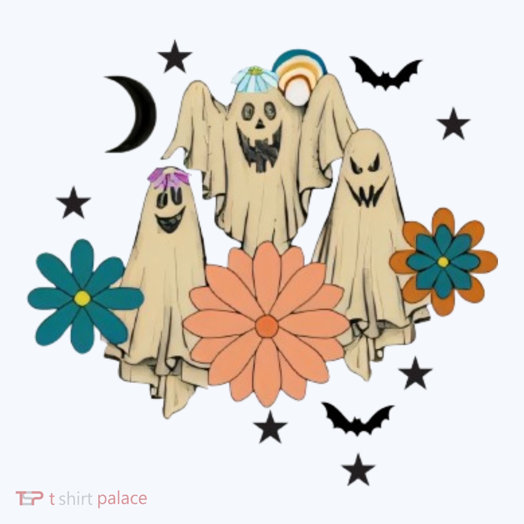 Retro Floral Ghost Halloween Spooky Season Halloween Party Tank Top