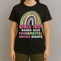 Rainbow Feminist Girls Just Want To Have Fundamental Rights T-Shirt thumb 4