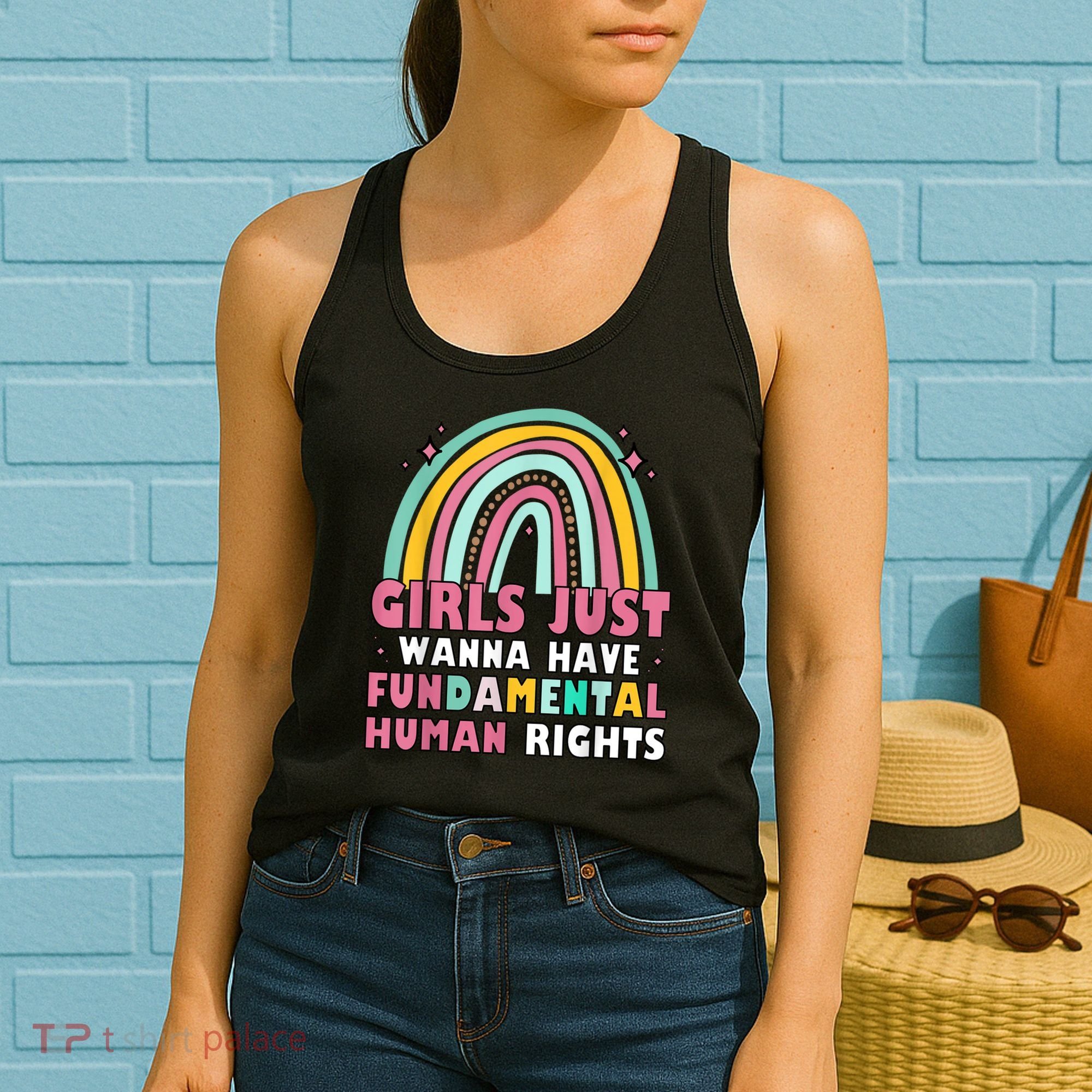 Rainbow Feminist Girls Just Want To Have Fundamental Rights Women's Tank Top
