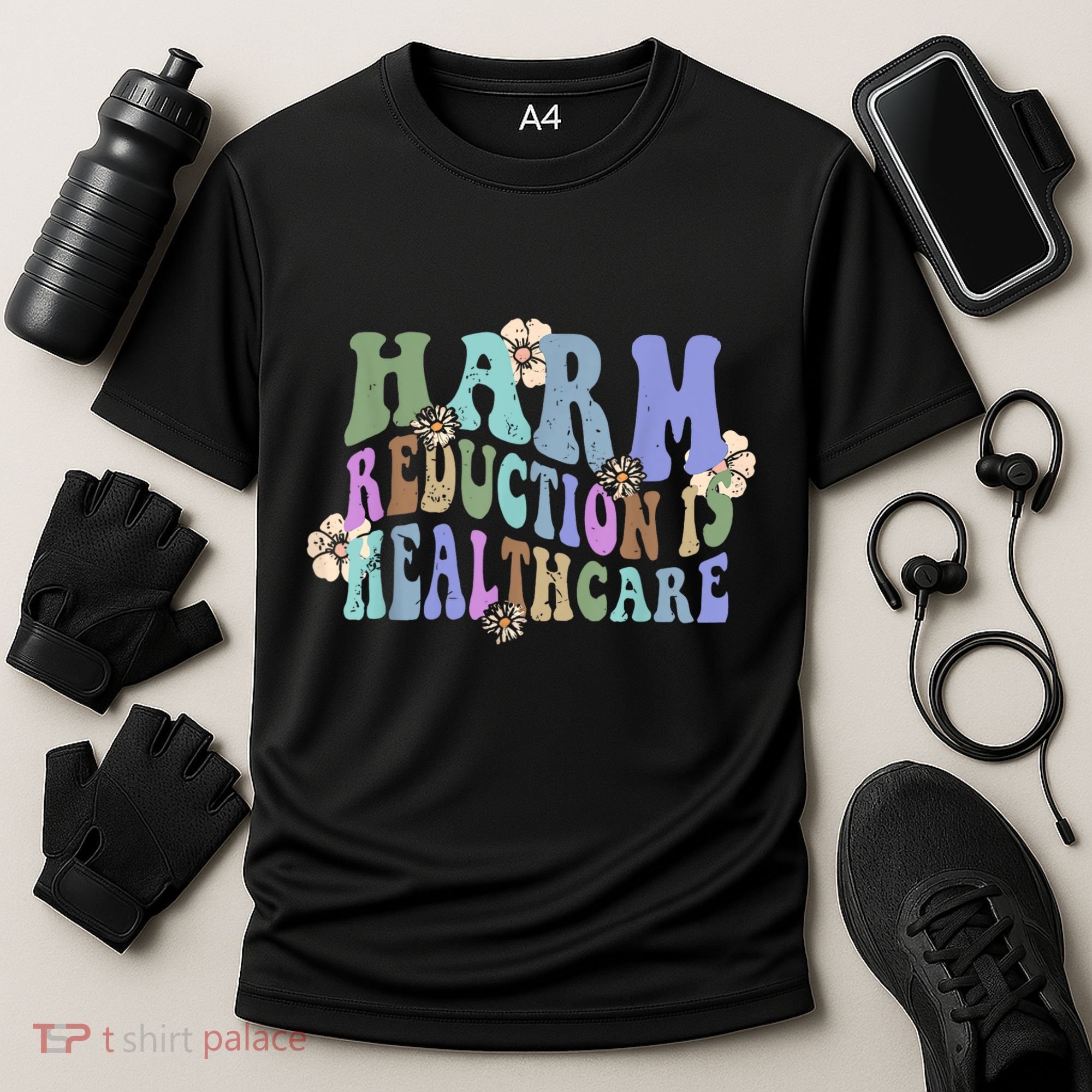 Retro Flower Harm Reduction Healthcare Overdose Awareness Cooling Performance Crew T-Shirt