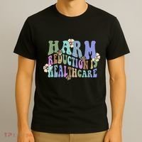 Retro Flower Harm Reduction Healthcare Overdose Awareness T-Shirt thumb 3