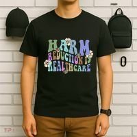 Retro Flower Harm Reduction Healthcare Overdose Awareness T-Shirt thumb 6