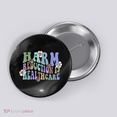 Retro Flower Harm Reduction Healthcare Overdose Awareness Button