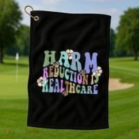 Retro Flower Harm Reduction Healthcare Overdose Awareness Golf Towel thumb 1