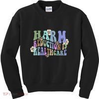 Retro Flower Harm Reduction Healthcare Overdose Awareness Kids Sweatshirt thumb 0