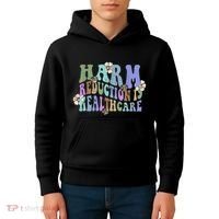 Retro Flower Harm Reduction Healthcare Overdose Awareness Kids Hoodie thumb 4