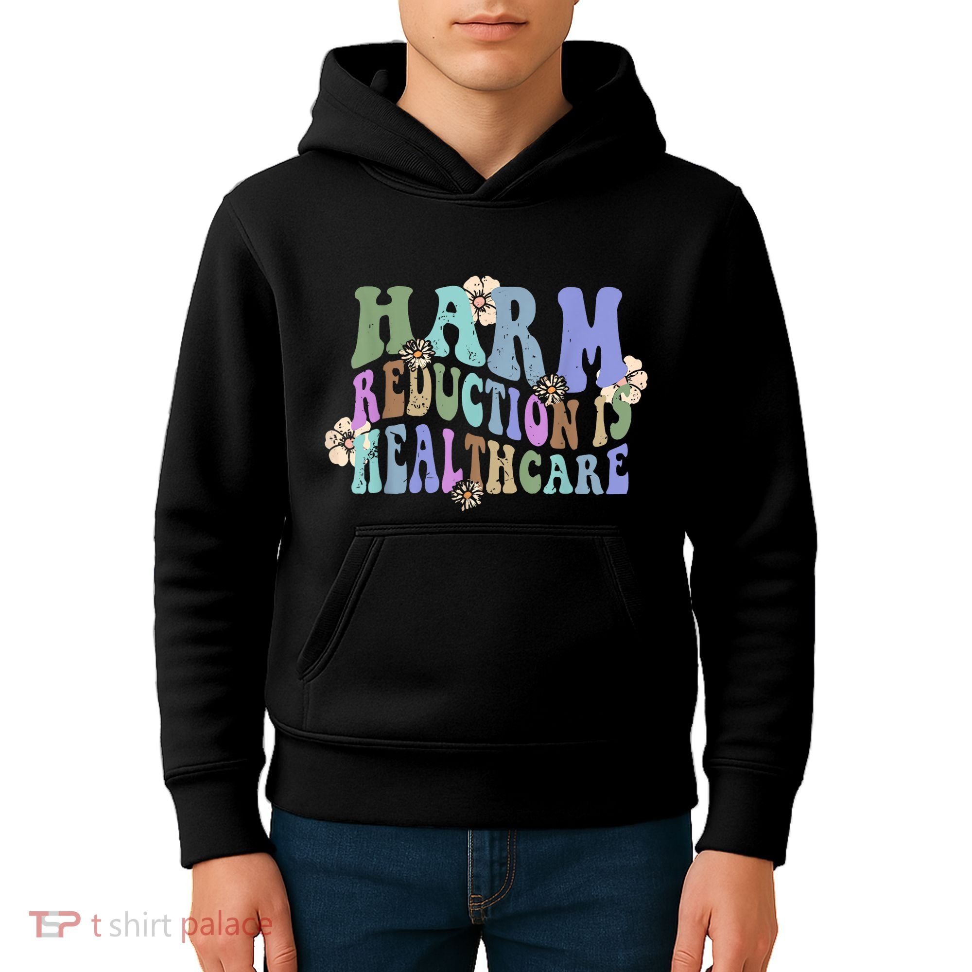 Retro Flower Harm Reduction Healthcare Overdose Awareness Kids Hoodie