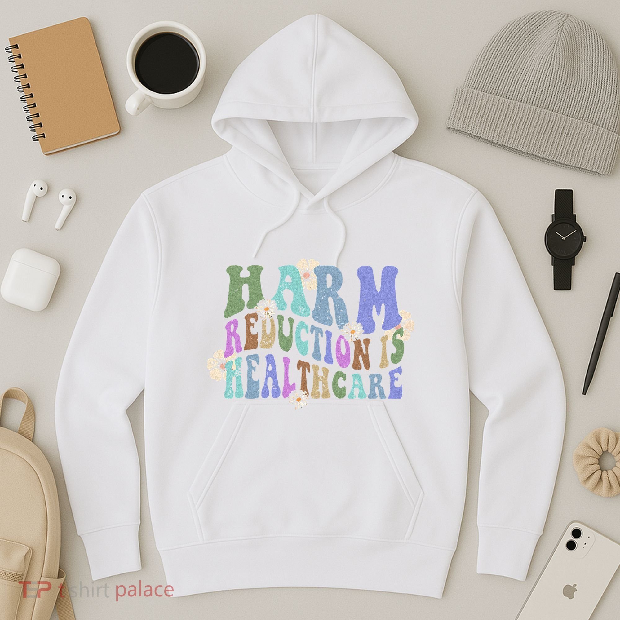 Retro Flower Harm Reduction Healthcare Overdose Awareness Hoodie