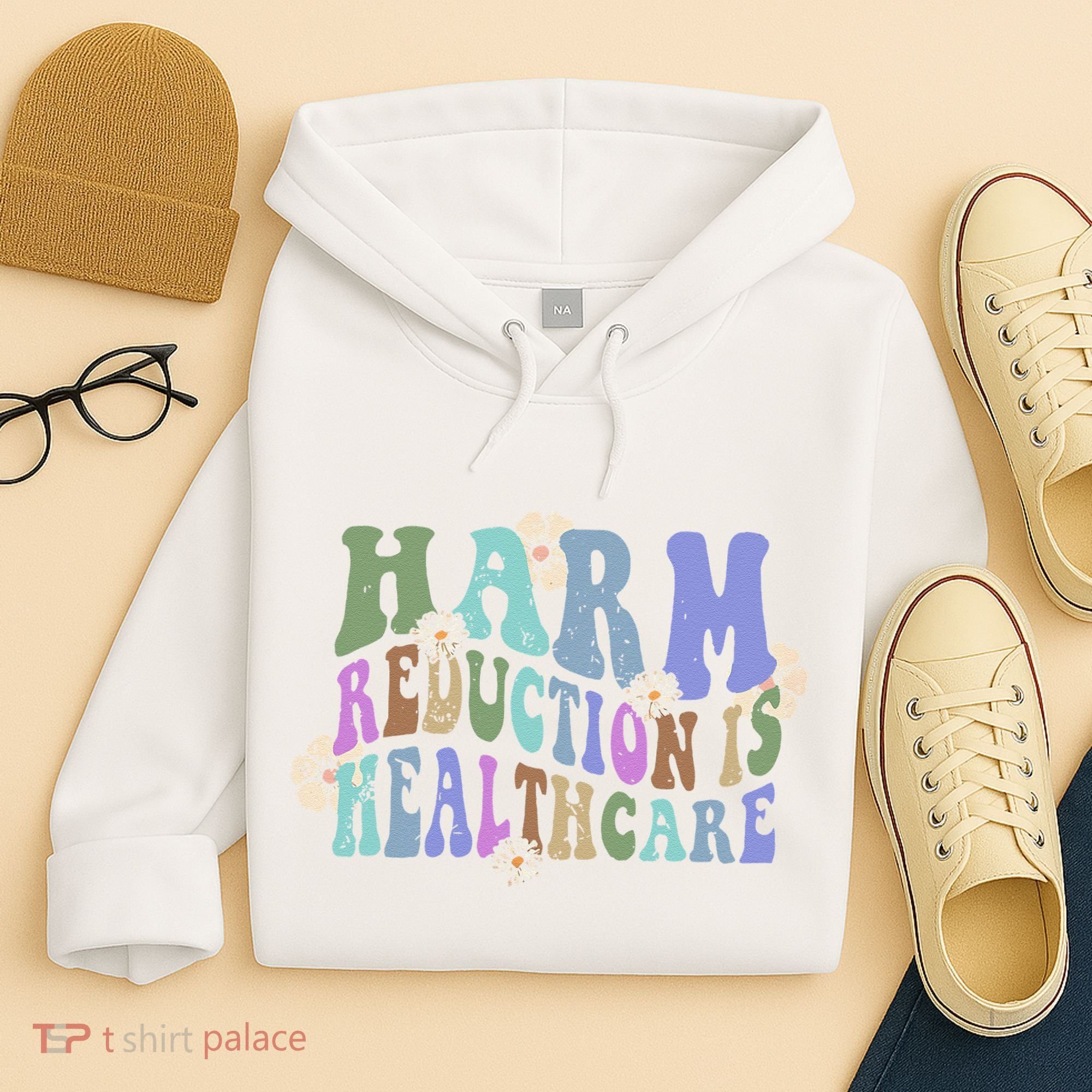 Retro Flower Harm Reduction Healthcare Overdose Awareness Hoodie