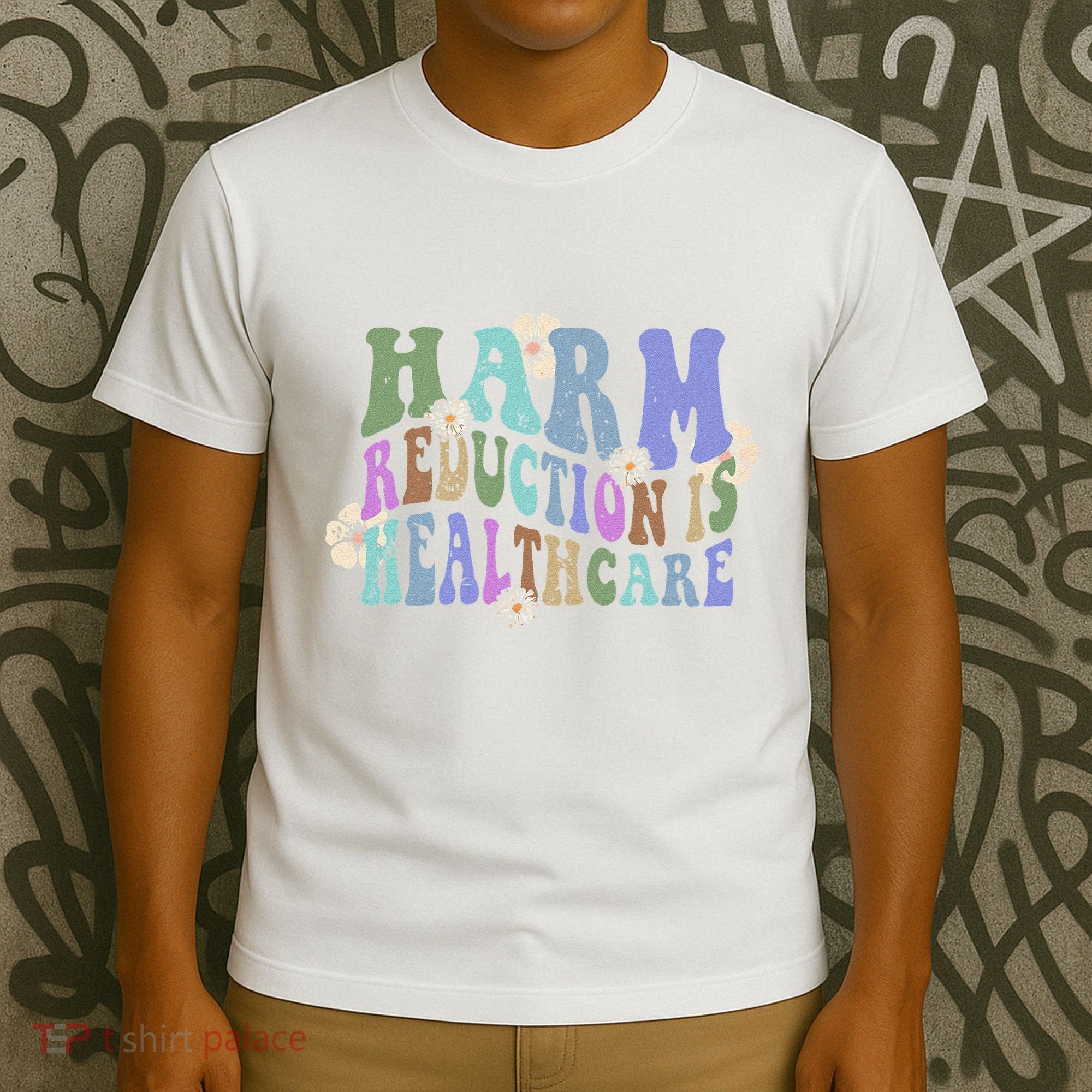 Retro Flower Harm Reduction Healthcare Overdose Awareness T-Shirt