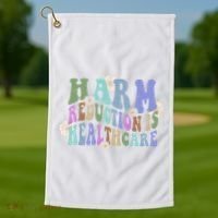 Retro Flower Harm Reduction Healthcare Overdose Awareness Golf Towel thumb 1