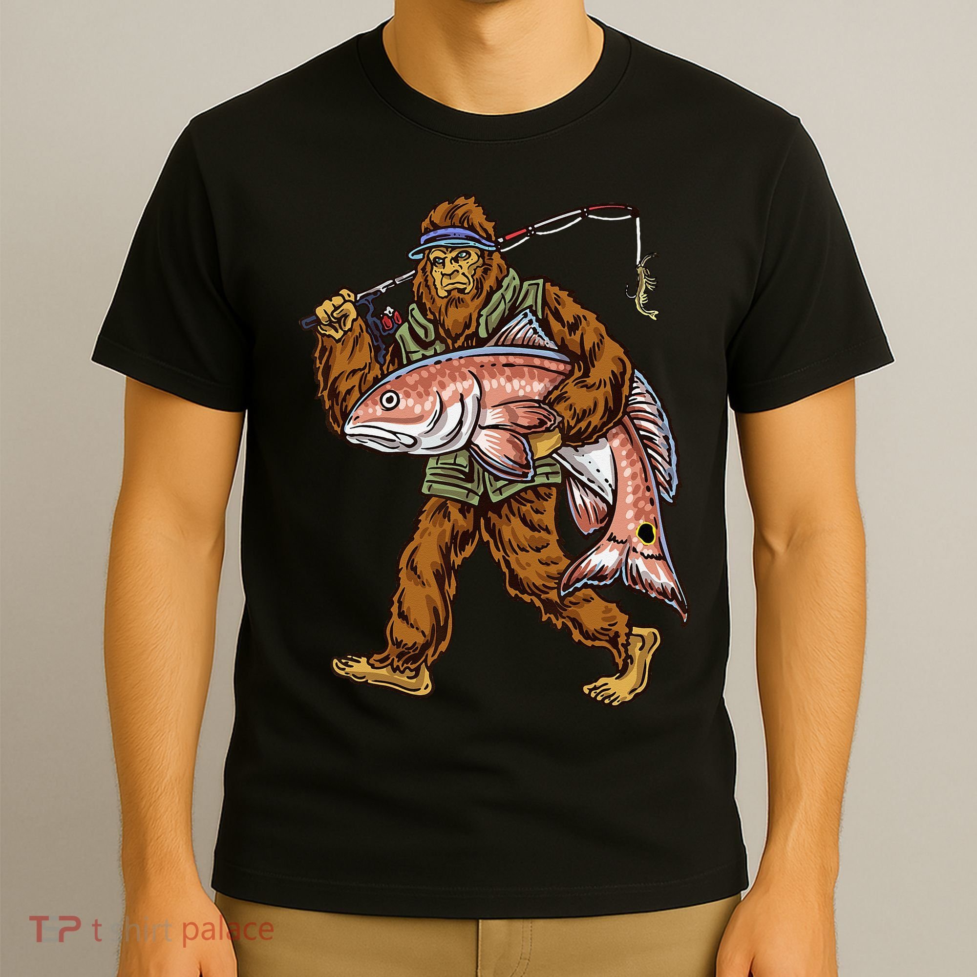Redfish Fishing Hunting Bigfoot Fisher T-Shirt